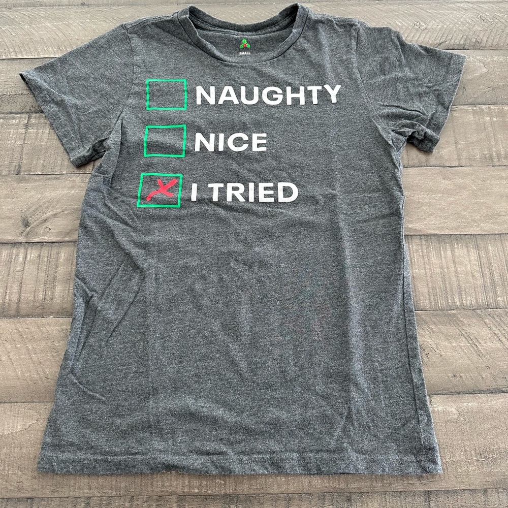 Naughty, Nice, I Tried! Holiday Tee.